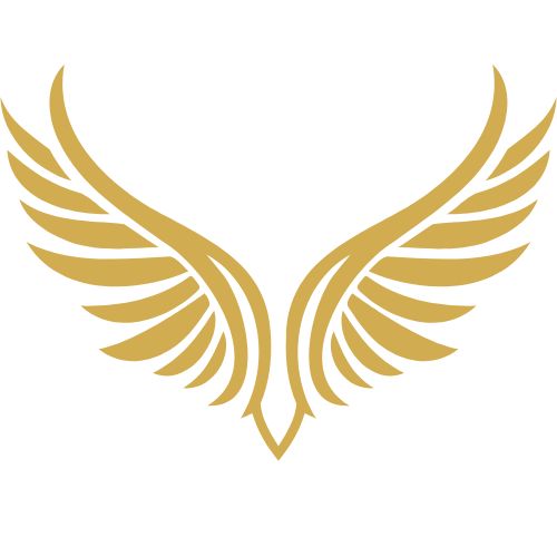 Black and Gold Wings Creative Design Company Logo
